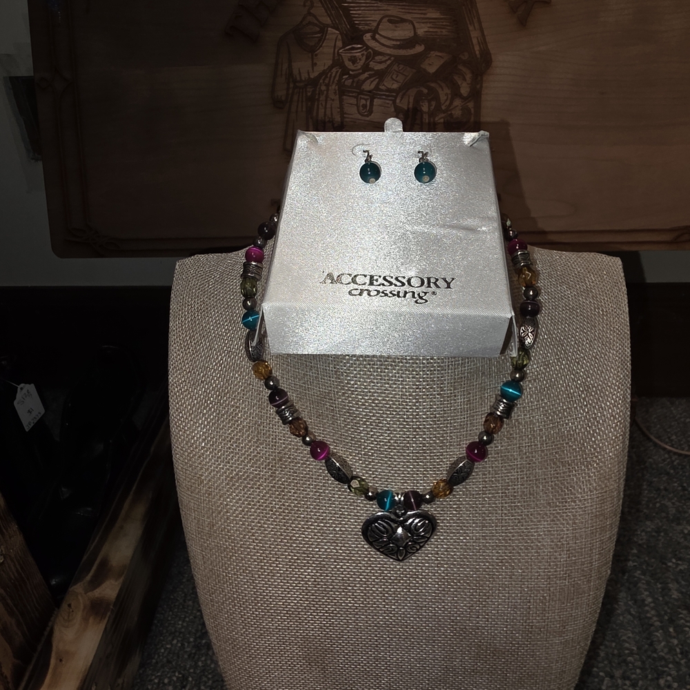 Multicolor Beaded Necklace and Earring Set